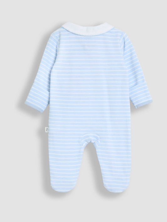 JoJo Maman Bébé Blue Peter Rabbit™ Stripe Appliqué Footed Sleepsuit image 2