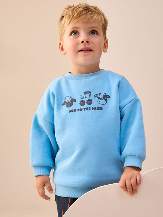 Blue Farm Animal Single Sweatshirt And Stripe Joggers Set (3mths-7yrs) image 2