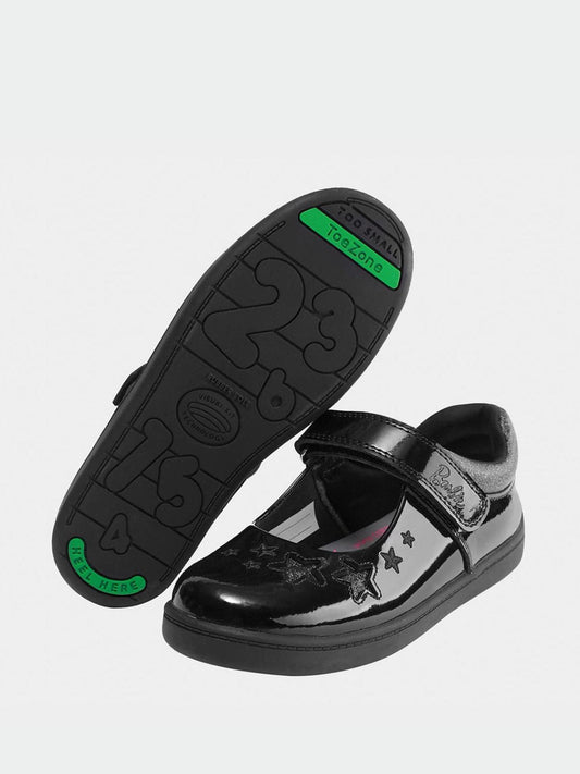 Toezone Black Barbie Patent Rip Tape School Shoes image 2