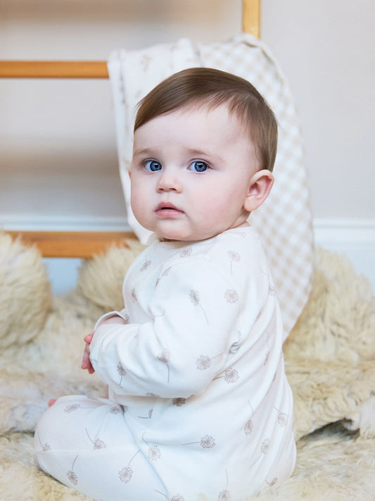 The Little Tailor Cream Front Zip Soft Sleepsuit image 2
