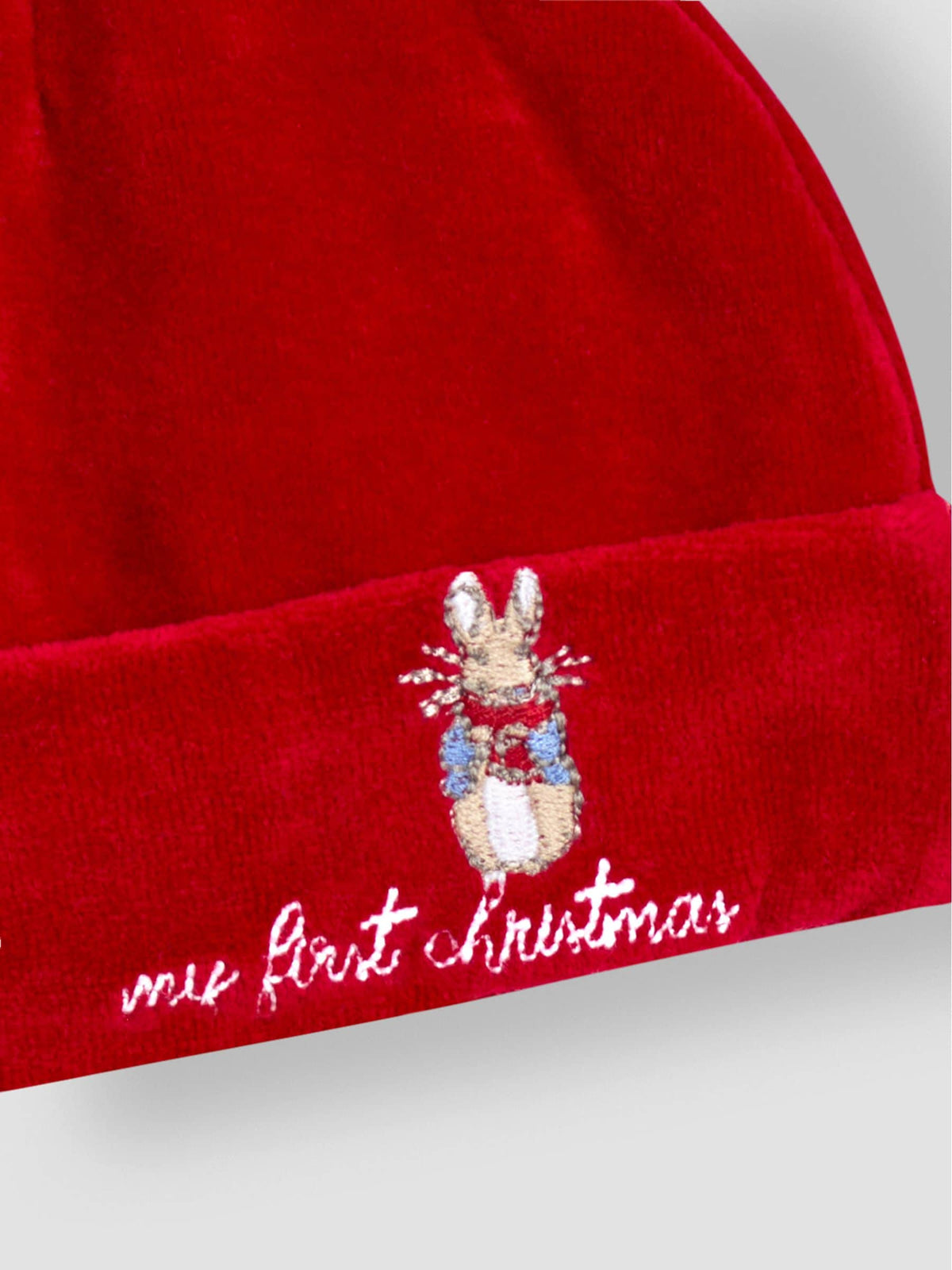 Dsiney Kidz - JoJo Maman Bébé Red Peter Rabbit™ My First Christmas Velour Hat image 3
