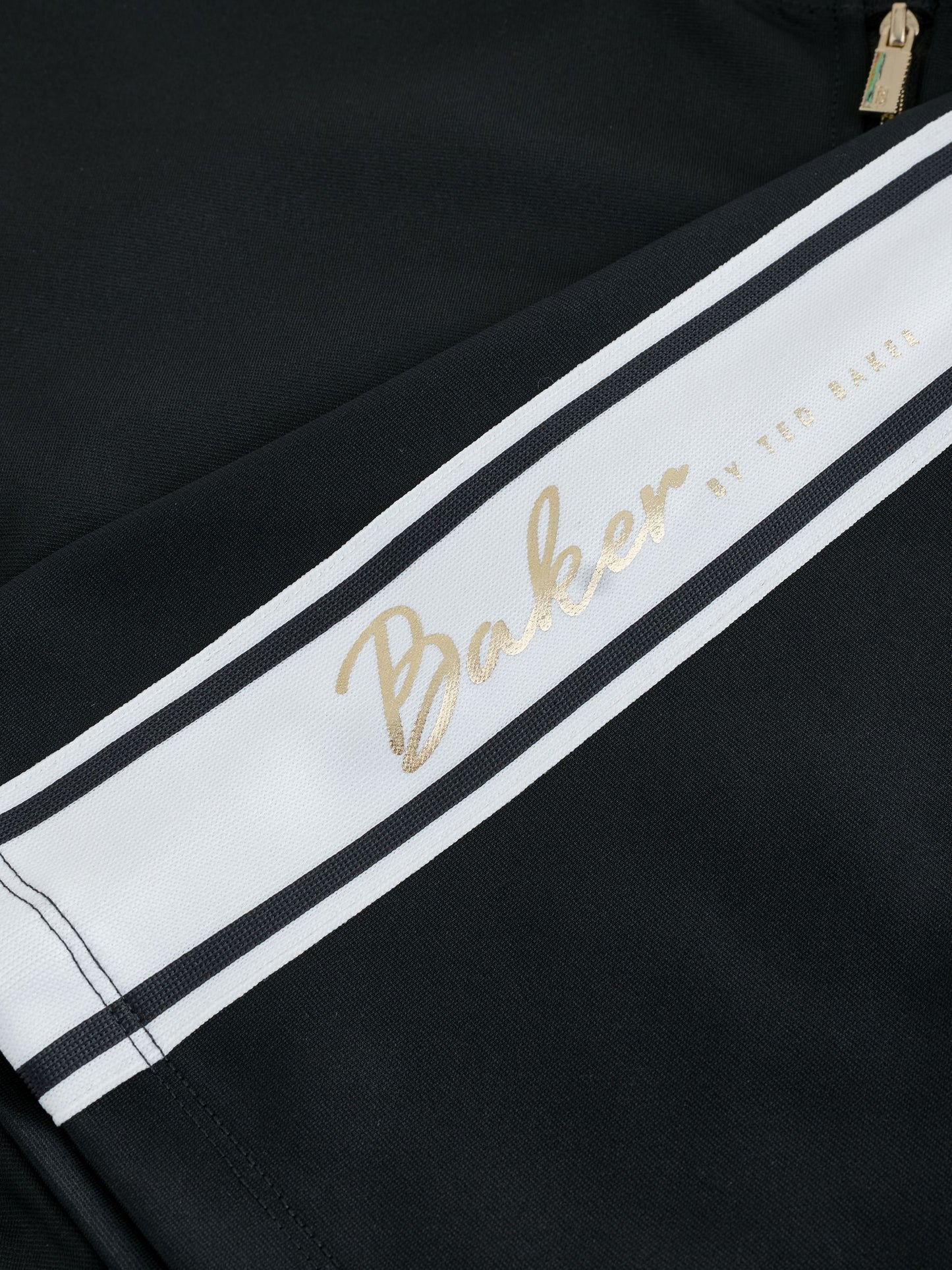 Baker by Ted Baker Contrast Track Zip-Through & Wide Leg Black Joggers Set image 10