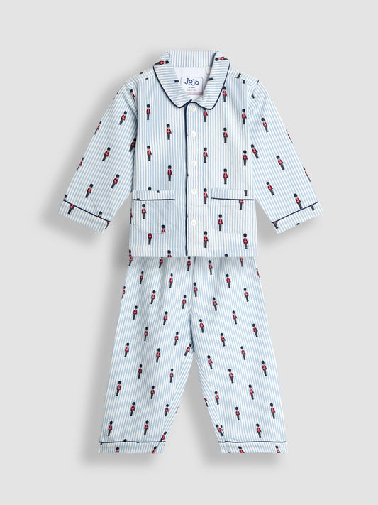 JoJo Maman Bébé Blue Soldier Stripe Soldier Print Woven Pyjamas - image 1