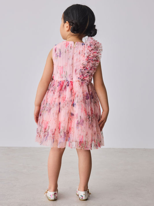 Baker by Ted Baker Crinkle Mesh 3D Ruffle Shoulder Occasion Dress image 2