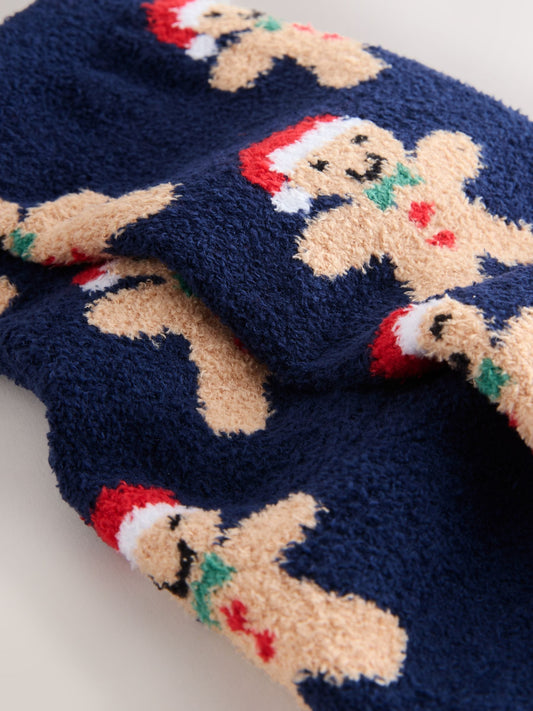 Navy Blue Gingerbread Christmas Cosy Socks 1 Pack image 3