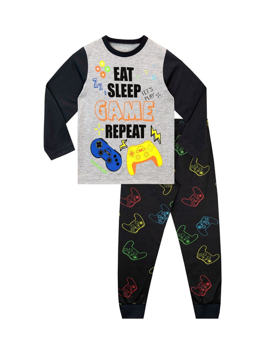 Harry Bear Black Eat Sleep Game Repeat Long Sleeve Gaming Pyjamas - image 1