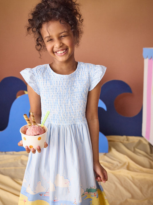 Dsiney Kidz - Joules Girls' Jenna Blue Scene Woven Sleeveless Midi Dress image 2
