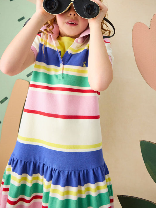 Dsiney Kidz - Joules Girls' Orla Multi Striped Short Sleeve Polo Shirt Dress image 2