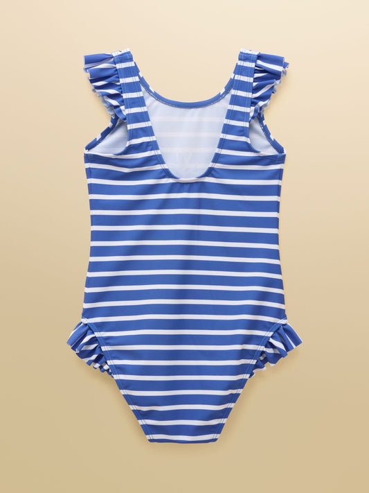 Joules Girls' Splash Blue Seahorse Swimming Costume image 2