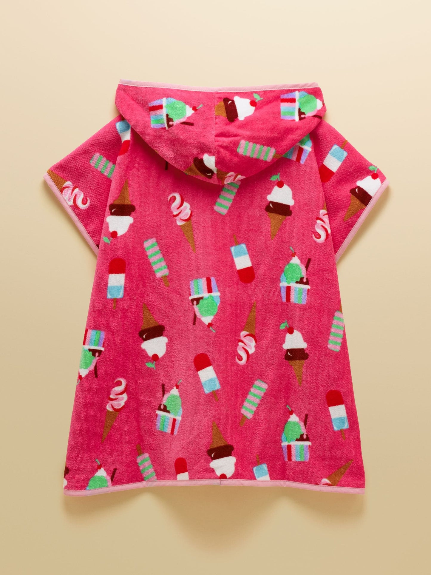 Joules Girls' Decker Pink Ice Cream Towelling Poncho image 3