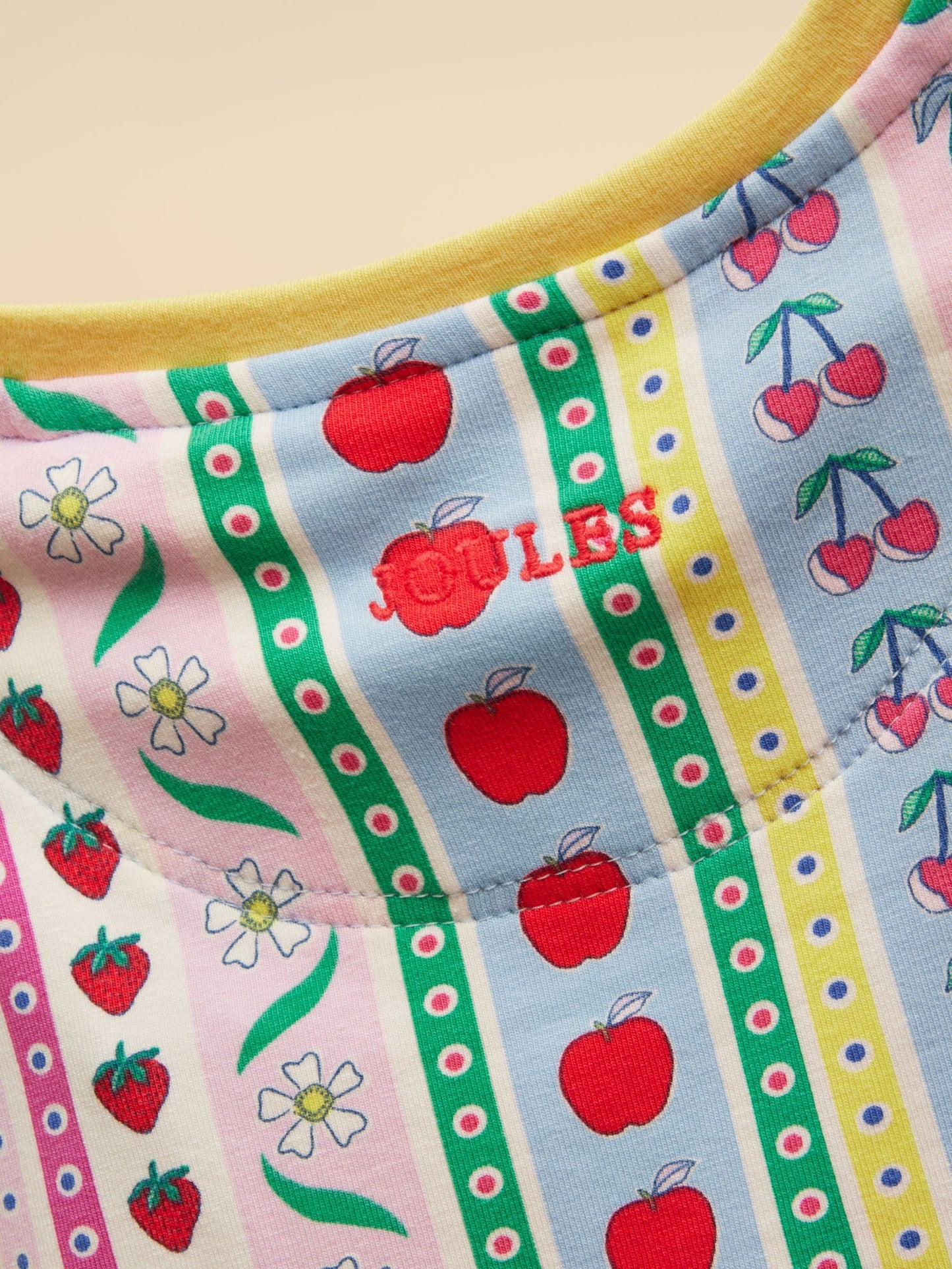 Joules Girls' Harper Pink Fruit Striped Short Sleeve Top image 5