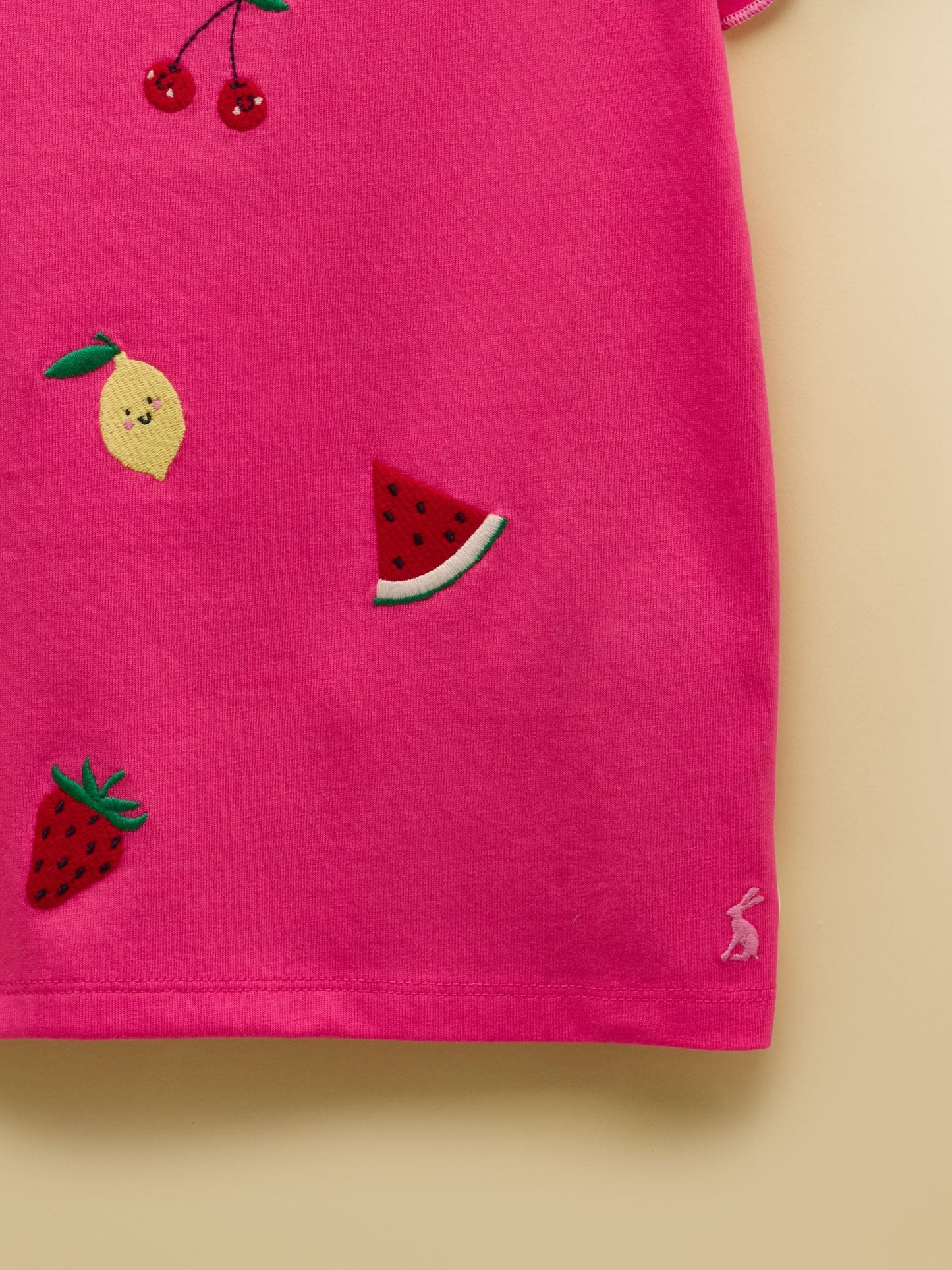 Dsiney Kidz - Joules Girls' Waverley Pink Embroidered Fruit Frill Sleeve T-Shirt image 5