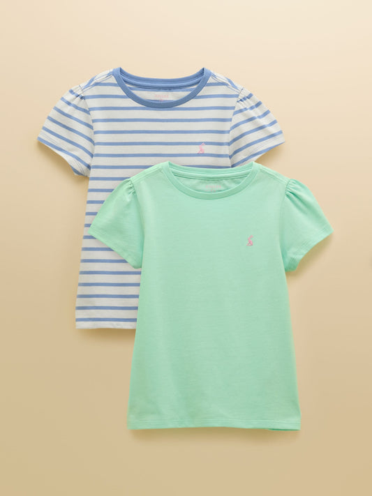 Dsiney Kidz - Joules Girls' Let's Go Pink/Blue/Turquoise Short Sleeve T Shirts 3 Pack image 2
