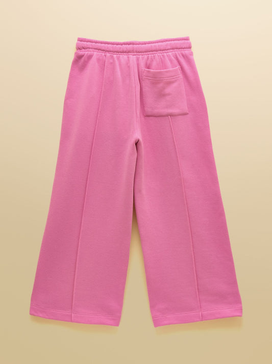 Joules Girls' Pink Cotton Wide Leg Joggers image 2