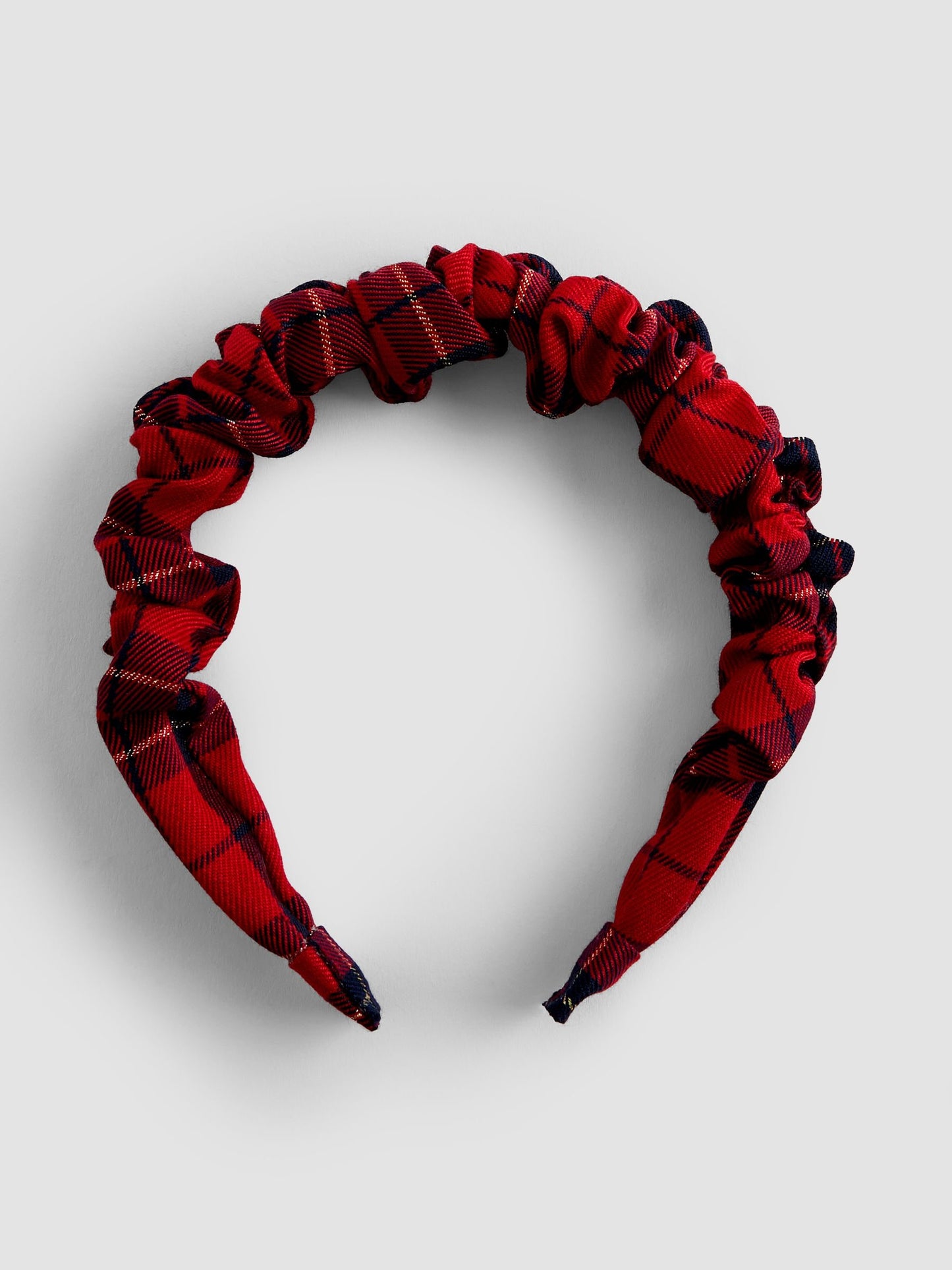 JoJo Maman Bébé Red Multi Tartan Ruffle Headband image 1