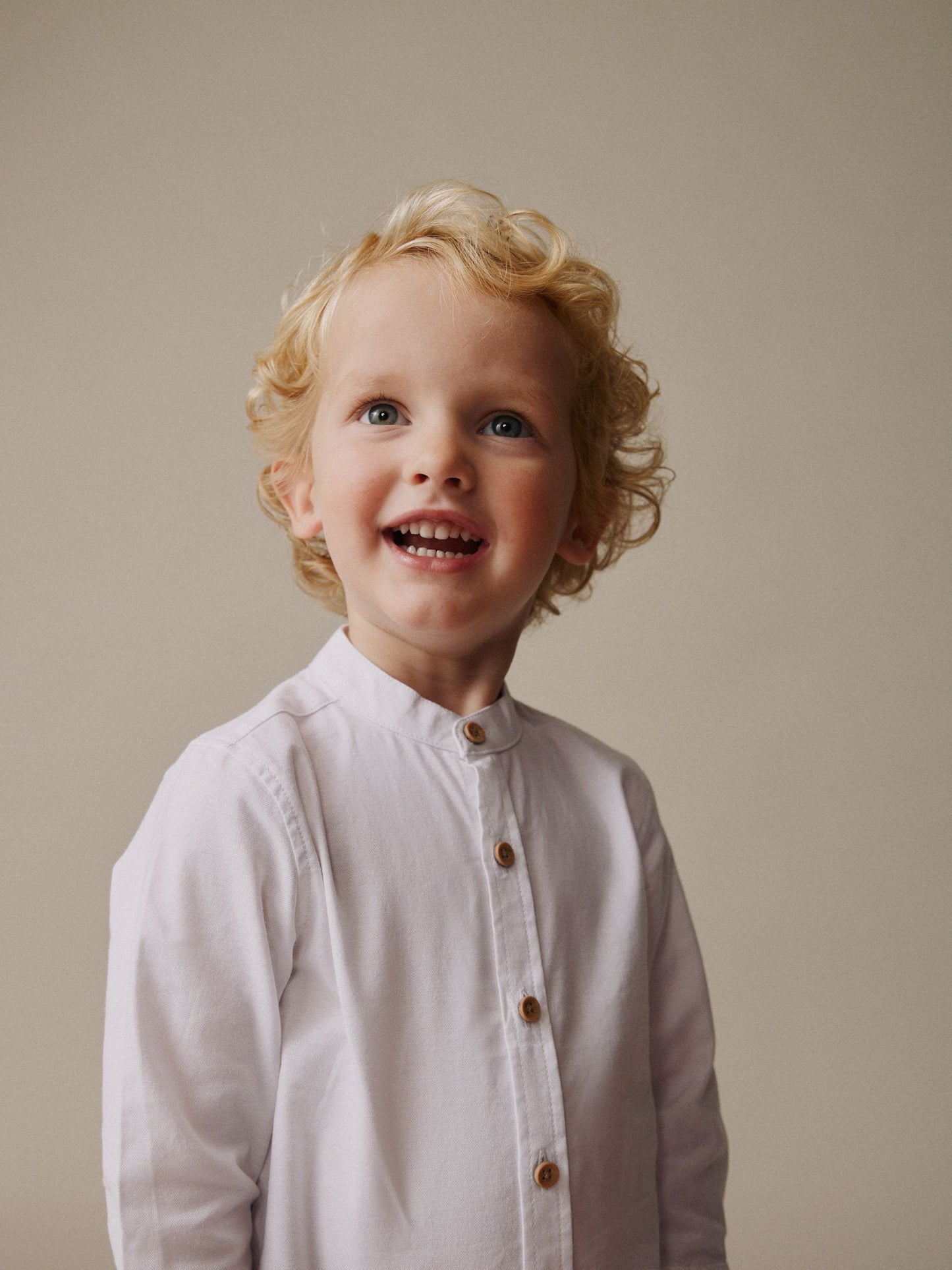Dsiney Kidz - White Long Sleeve Grandad Collar Oxford Shirt (3mths-7yrs) image 4