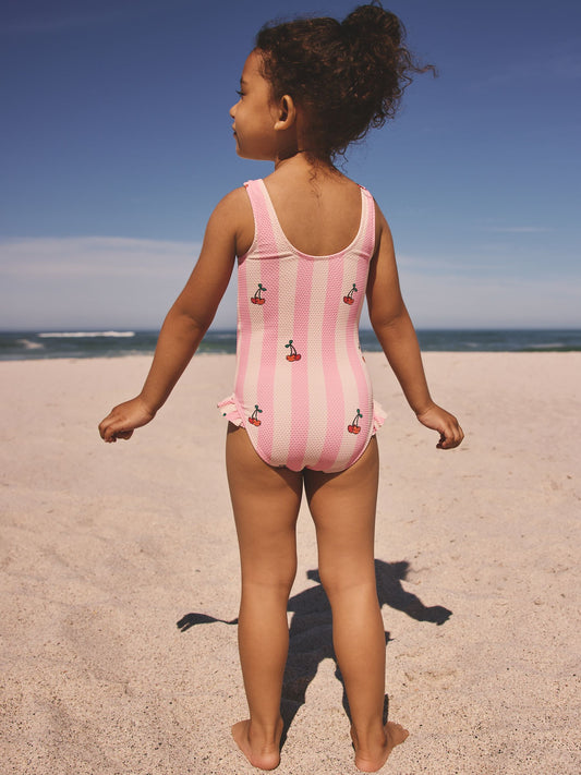Dsiney Kidz - Pink Cherry Stripe Frill Leg Swimsuit (3mths-7yrs) image 2