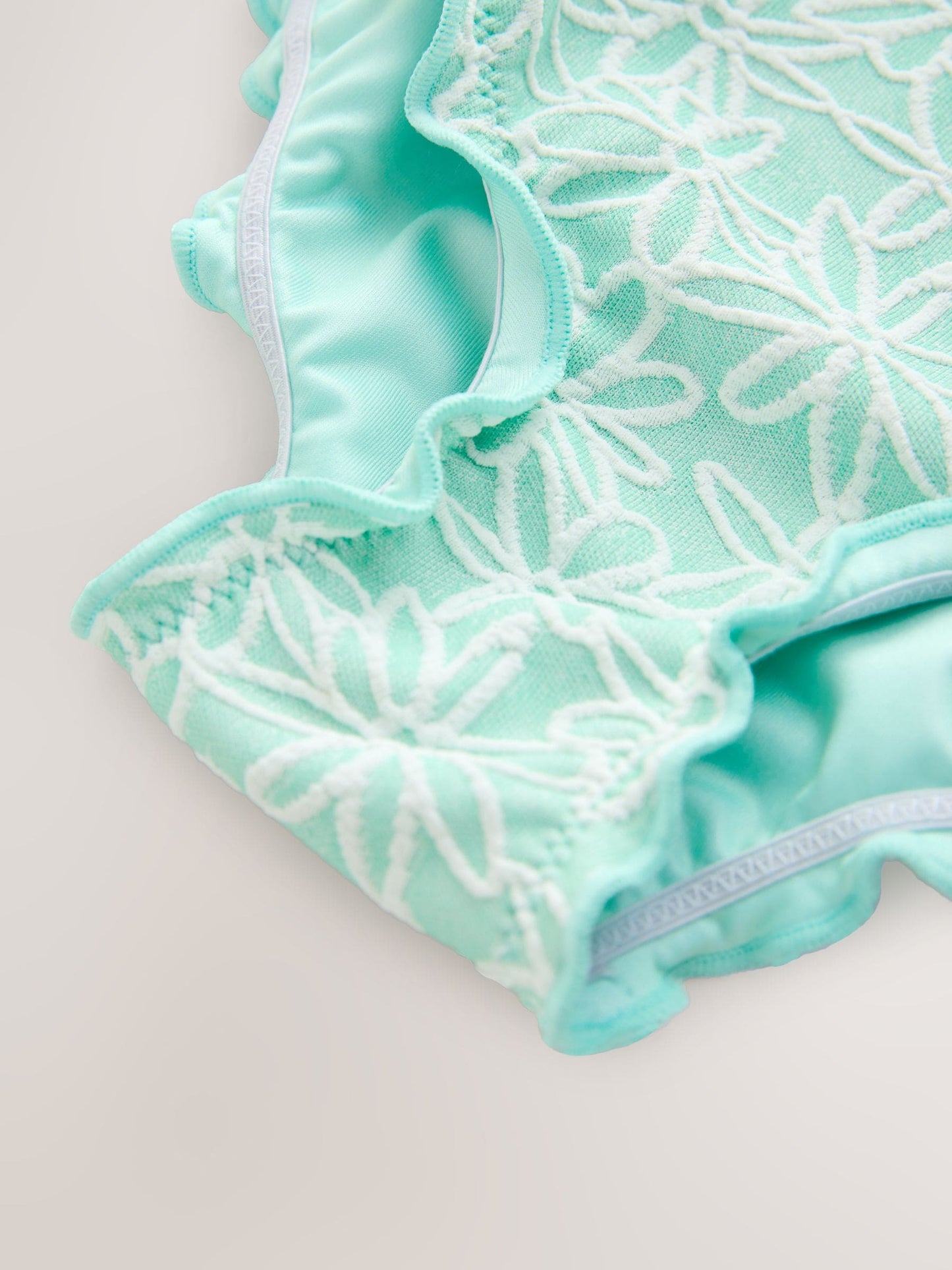 Mint Green Floral Texture Lettuce Edge Swimsuit (3mths-7yrs) image 8