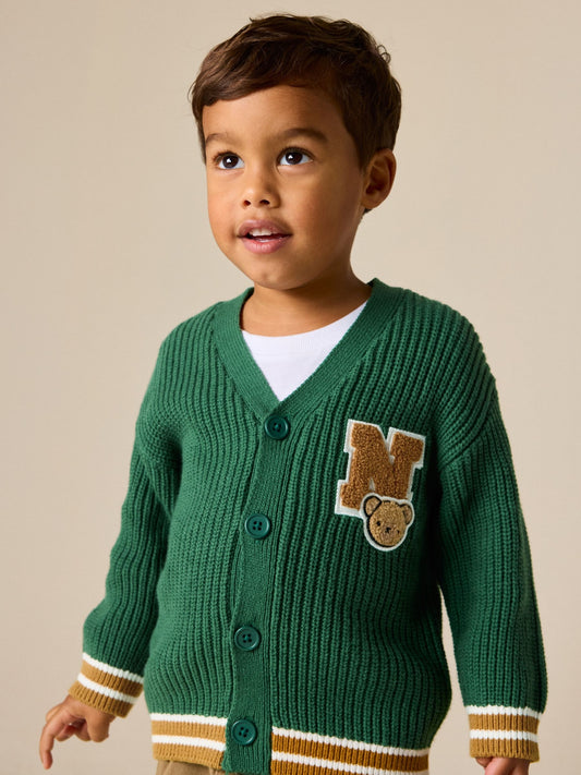Green Varsity Character Cardigan (3mths-7yrs) - image 1