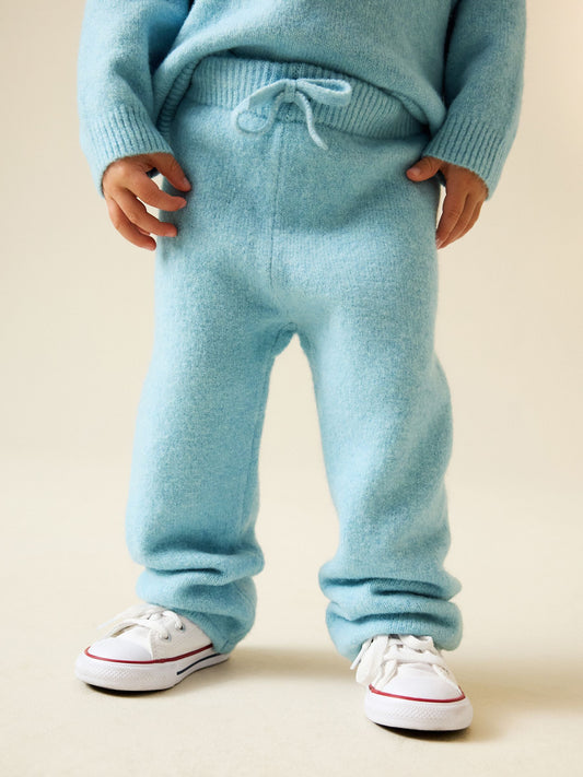 Light Blue Knitted Crew Neck Jumper and Joggers Set (3mths-7yrs) image 2