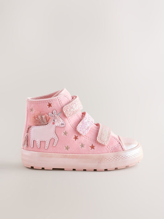 Pink Unicorn Touch Fastening High Top Trainers image 2