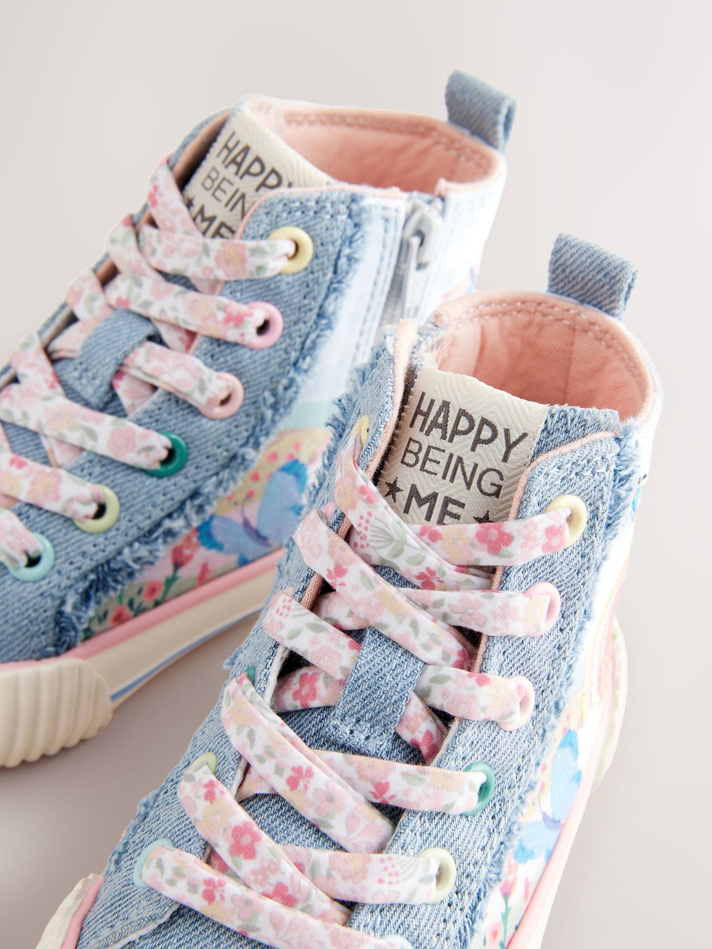 Denim Blue Rainbow Standard Fit (F) High Top Trainers image 6