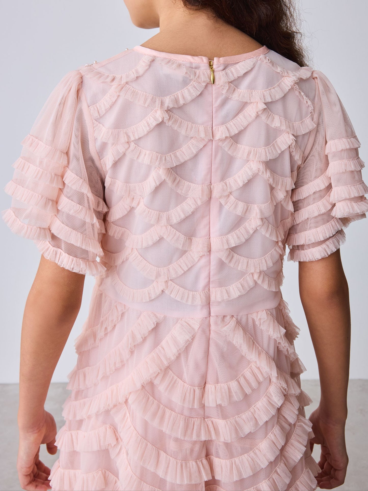 Baker by Ted Baker Pink Bead Embellished Tiered Ruffle Dress image 10