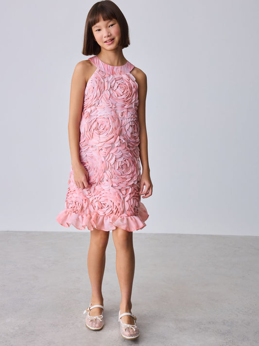 Dsiney Kidz - Baker by Ted Baker Pink 3D Textured Floral Halter Dress image 2