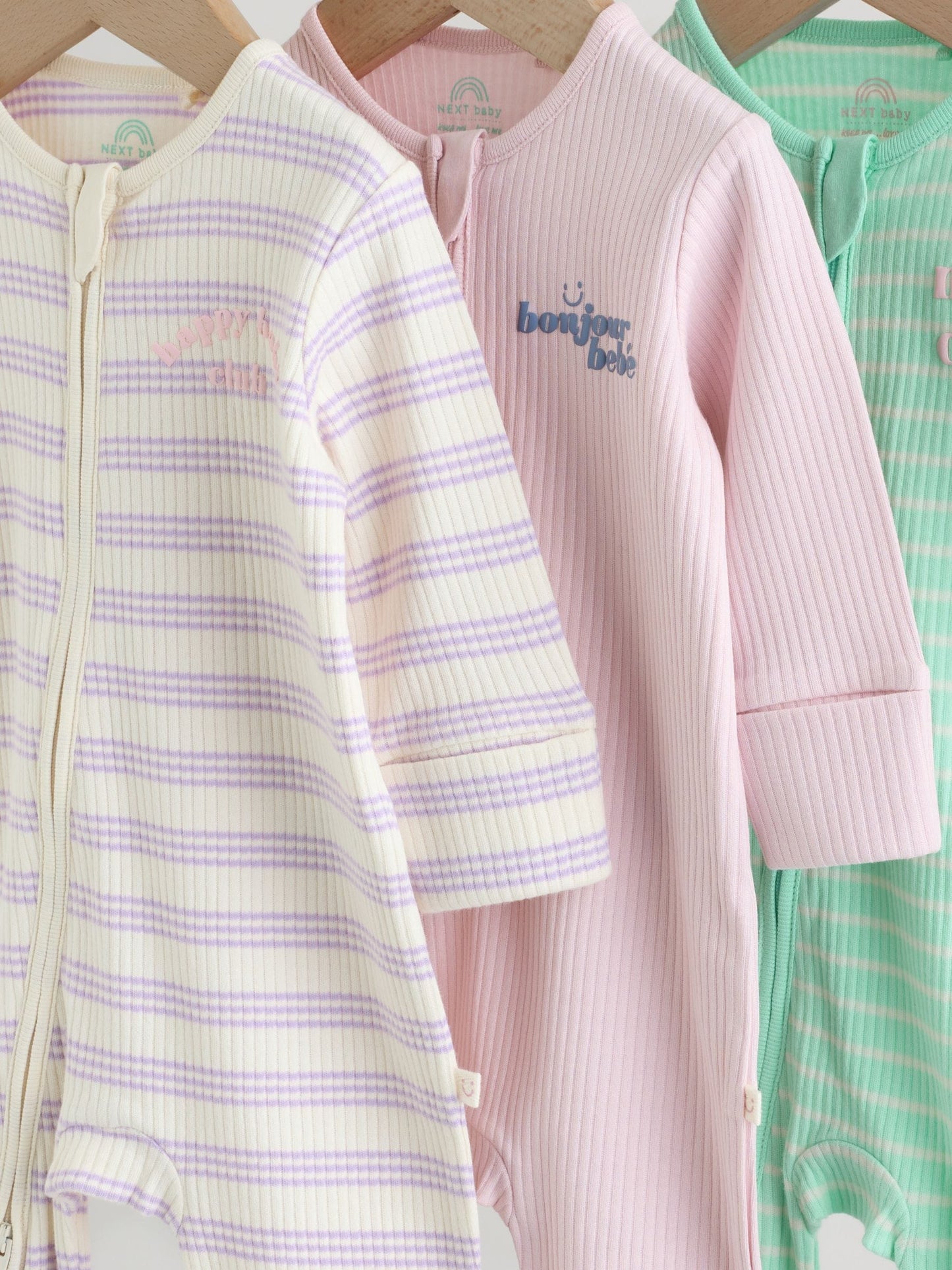 Lilac Purple Milk Club Two Way Zip Baby Sleepsuits 3 Pack (0mths-3yrs) image 9