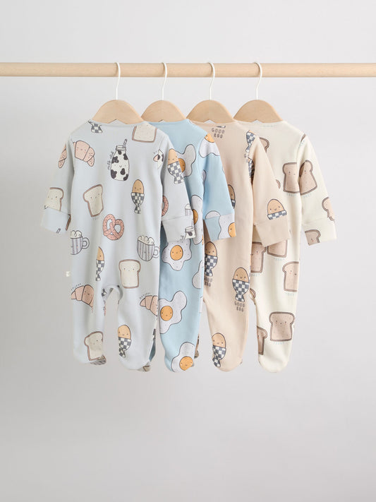 Neutral Brunch Two Way Zip Baby Sleepsuits 4 Pack (0mths-2yrs) image 2