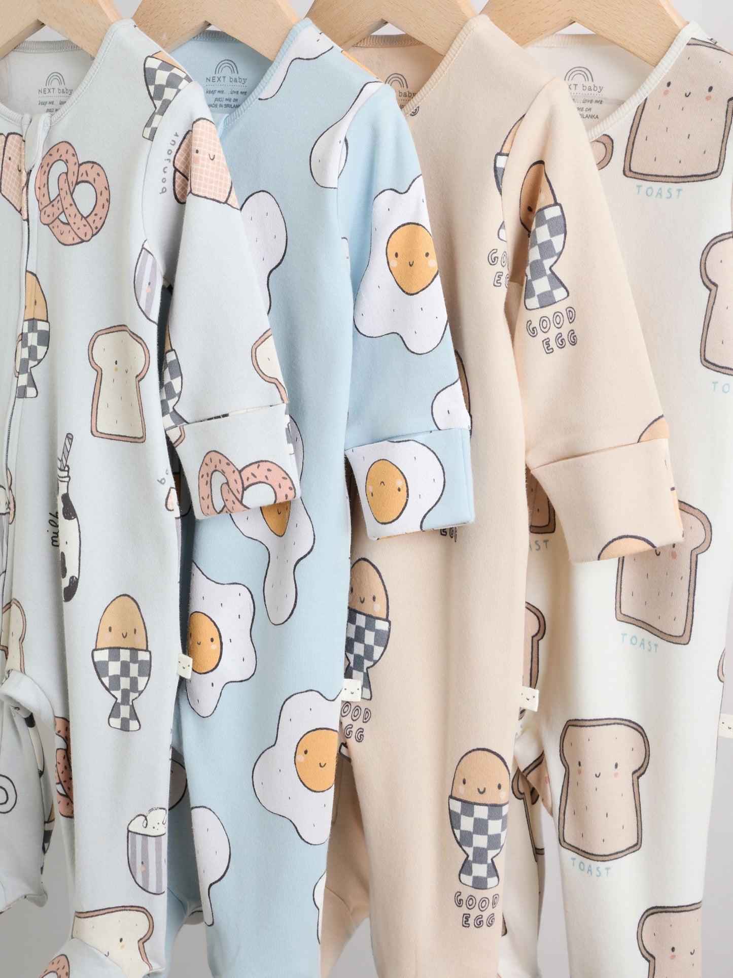 Neutral Brunch Two Way Zip Baby Sleepsuits 4 Pack (0mths-2yrs) image 8