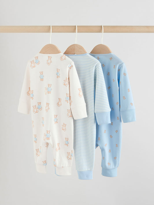 Blue Bear Way Zip Baby Sleepsuits 3 Pack (0mths-3yrs) image 2