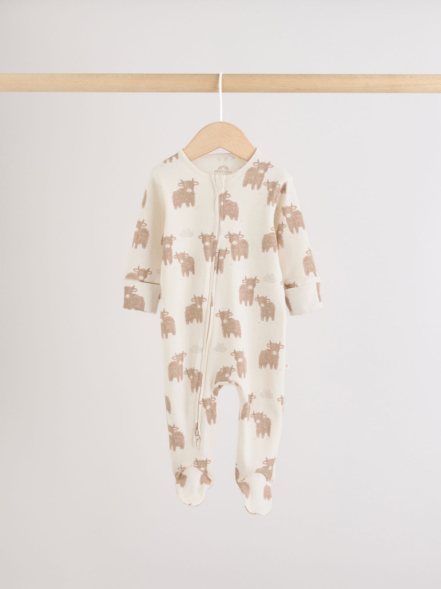 Neutral Hamish Two Way Zip Baby Sleepsuits 3 Pack (0-2yrs) image 9