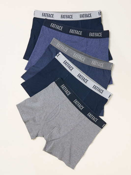 Disney Kidz - FatFace 5 Pack Navy/Grey/Blue Plain Boxers image 1