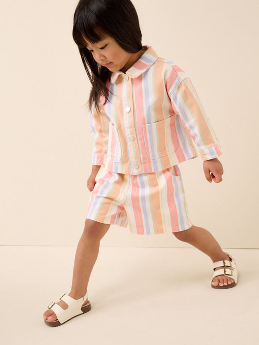 Dsiney Kidz - Multi Stripe Printed Jacket And Shorts Set (3mths-7yrs) image 2