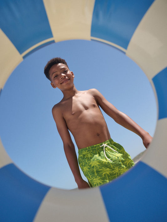 Yellow Palm Tree Printed Swim Shorts (3-16yrs) image 2