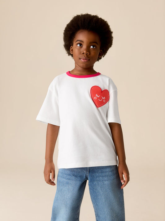 Little Bird by Jools Oliver White and Heart Print Jersey T-Shirt 2 Pack image 2