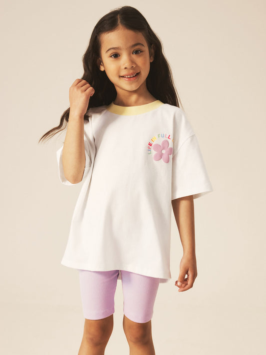 Dsiney Kidz - Little Bird by Jools Oliver Rainbow Print T-Shirt & Ribbed Cycling Shorts Set image 2