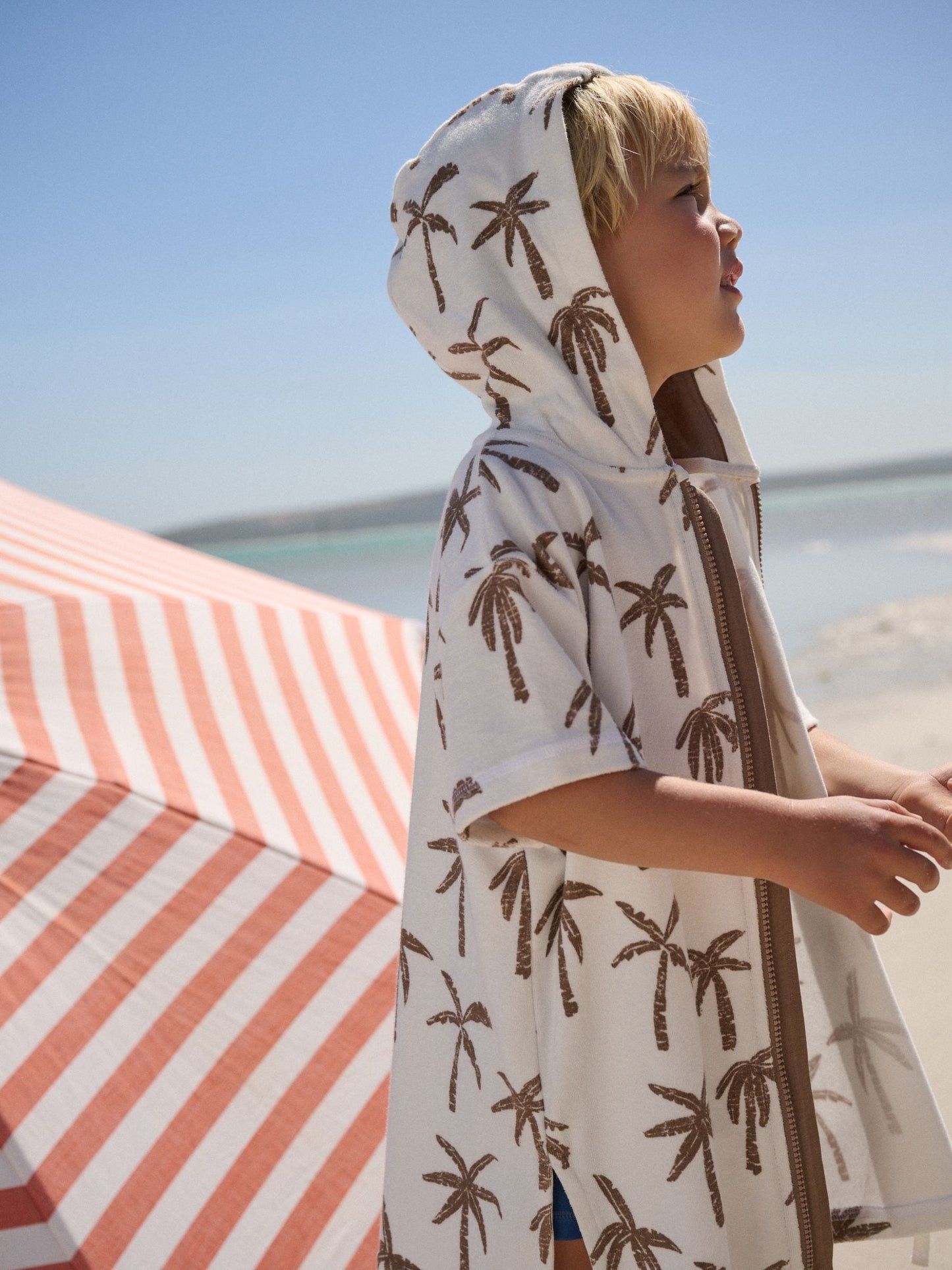 Neutral Palm Towelling Zip Through Cover-Up (3mths-7yrs) image 4