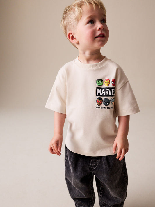 Light Grey Marvel Short Sleeve Cotton T-Shirt (6mths-8yrs) image 2
