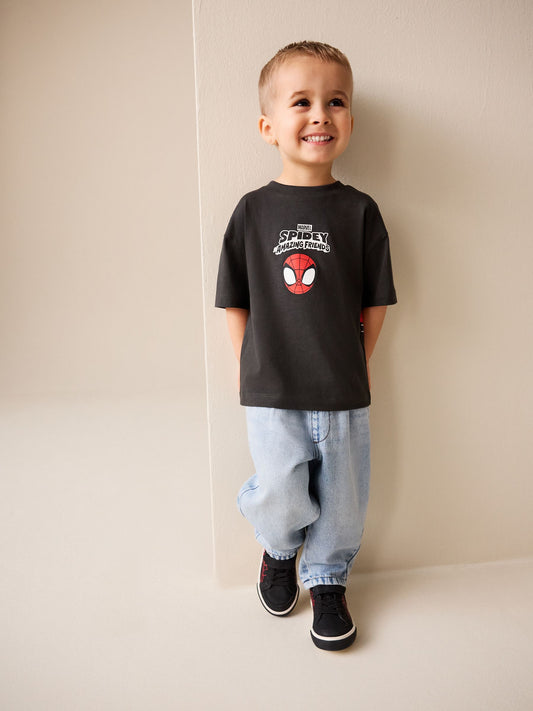Charcoal Grey Spidey Marvel Short Sleeve Cotton T-Shirt (3mths-8yrs) image 2