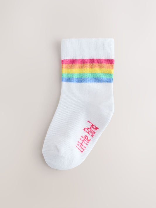Little Bird by Jools Oliver White Pastel Rainbow Stripe Socks Baby 5 Pack image 2