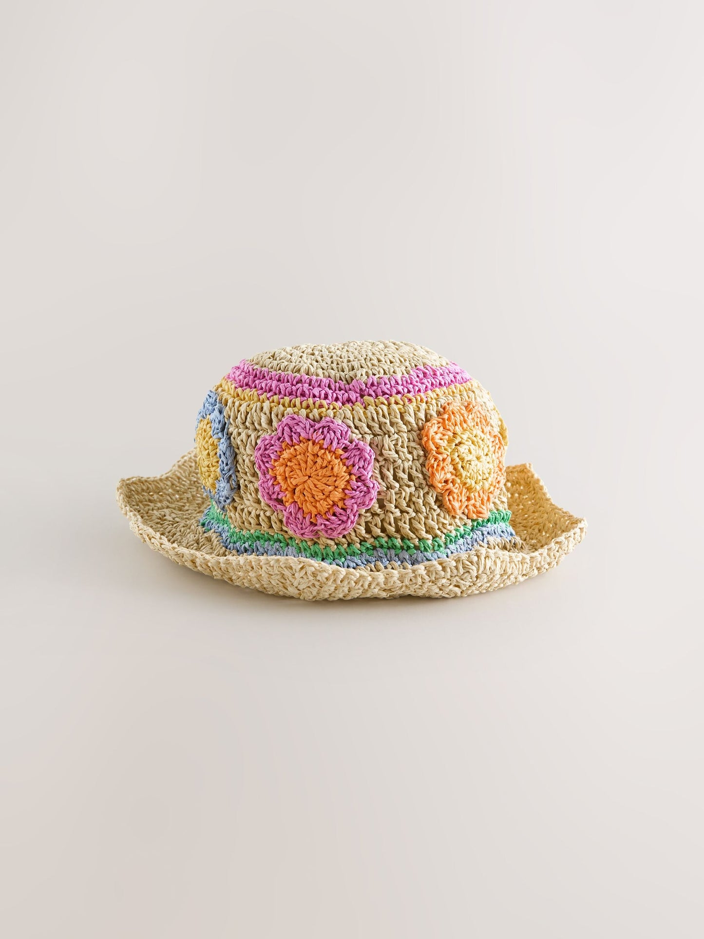Little Bird by Jools Oliver Multi Scalloped Edge Straw Effect Rainbow Flower Hat image 3