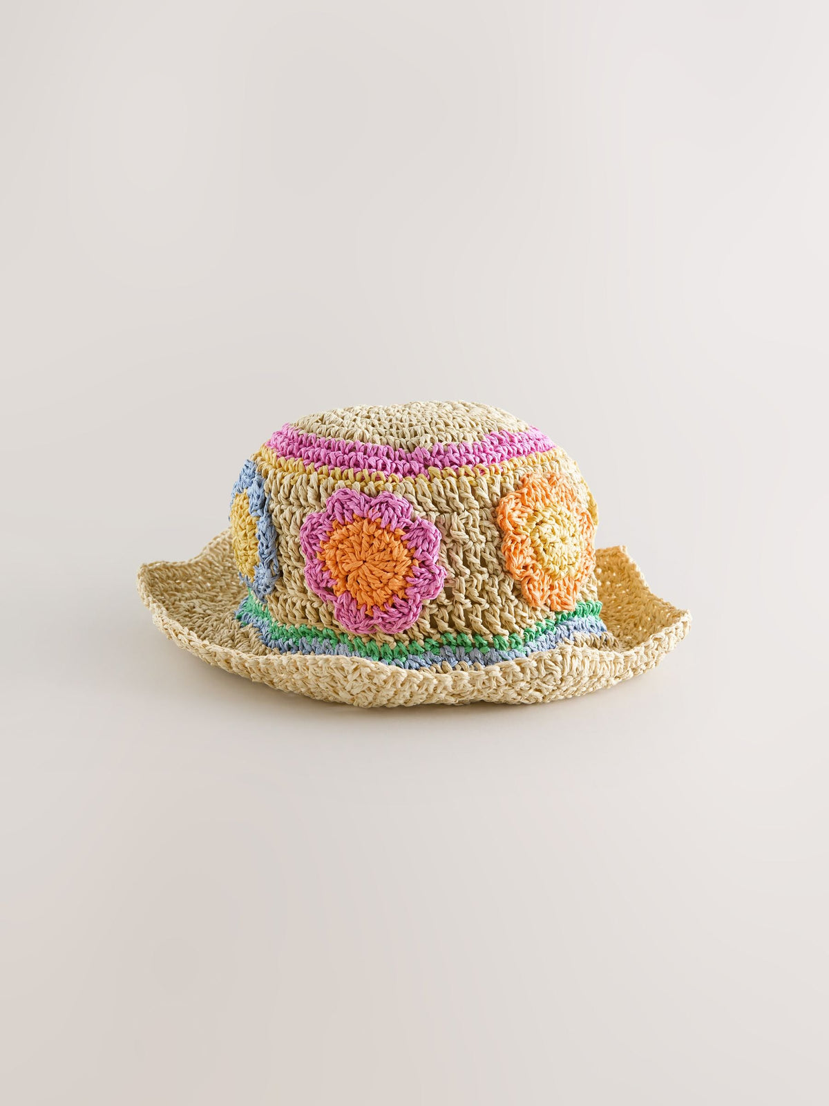 Little Bird by Jools Oliver Multi Scalloped Edge Straw Effect Rainbow Flower Hat image 3