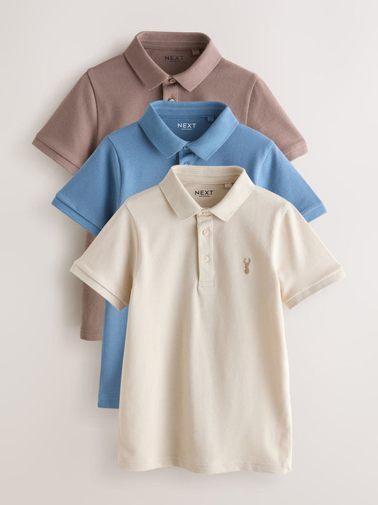 Disney Kidz - Blue/Mink/Cement Short Sleeve Polo Shirts 3 Pack (3-16yrs) image 1
