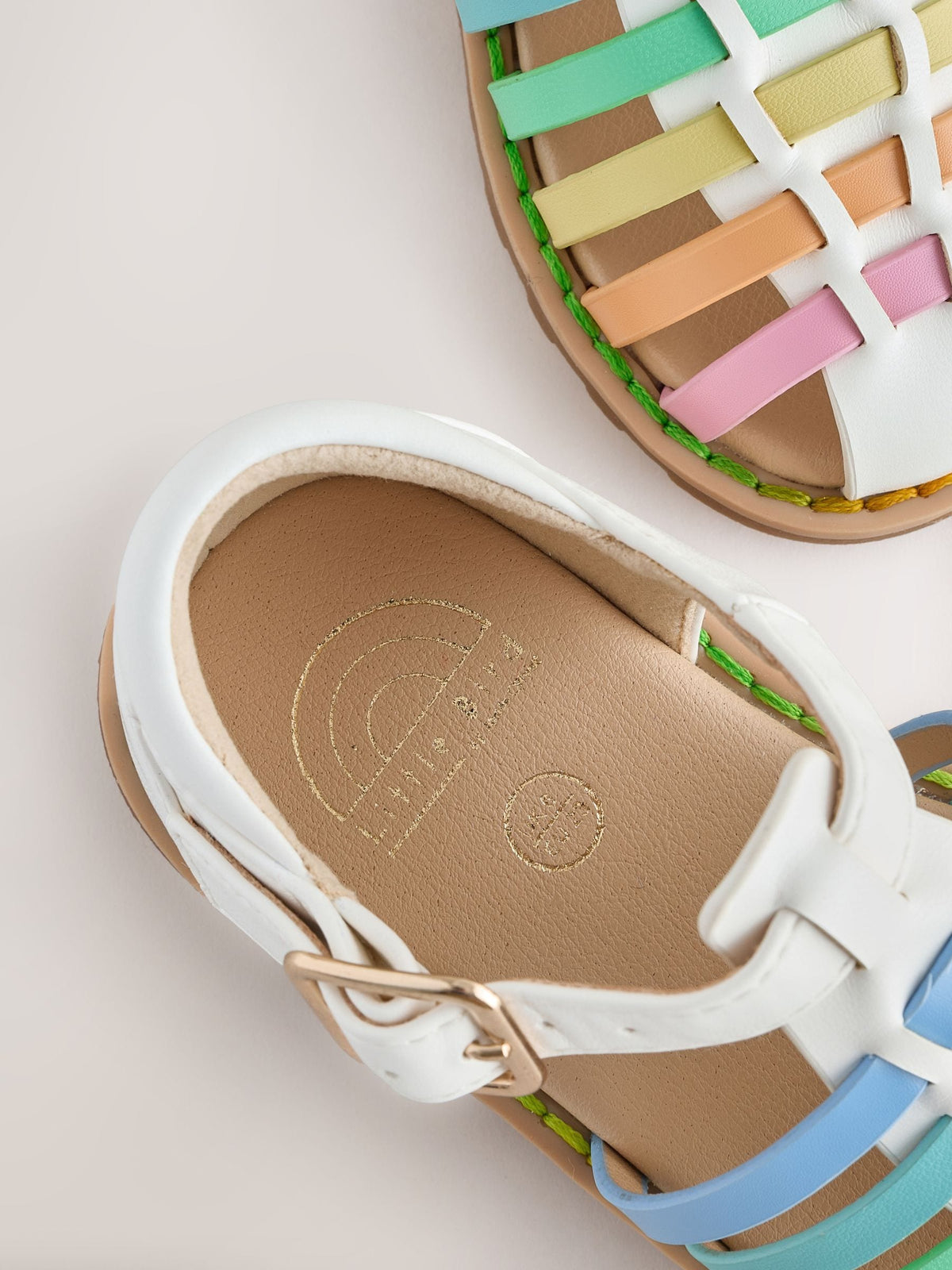 Little Bird by Jools Oliver White Pastel Rainbow Fisherman Sandals image 5