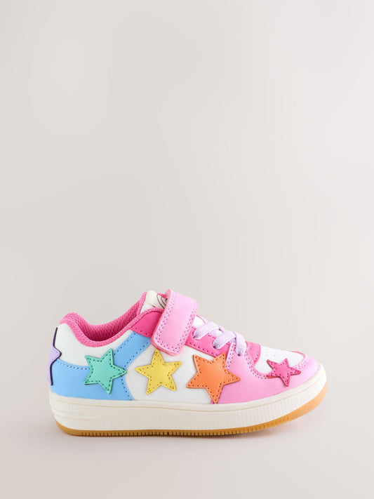 Little Bird by Jools Oliver Pink Pastel Rainbow Star Trainers image 2