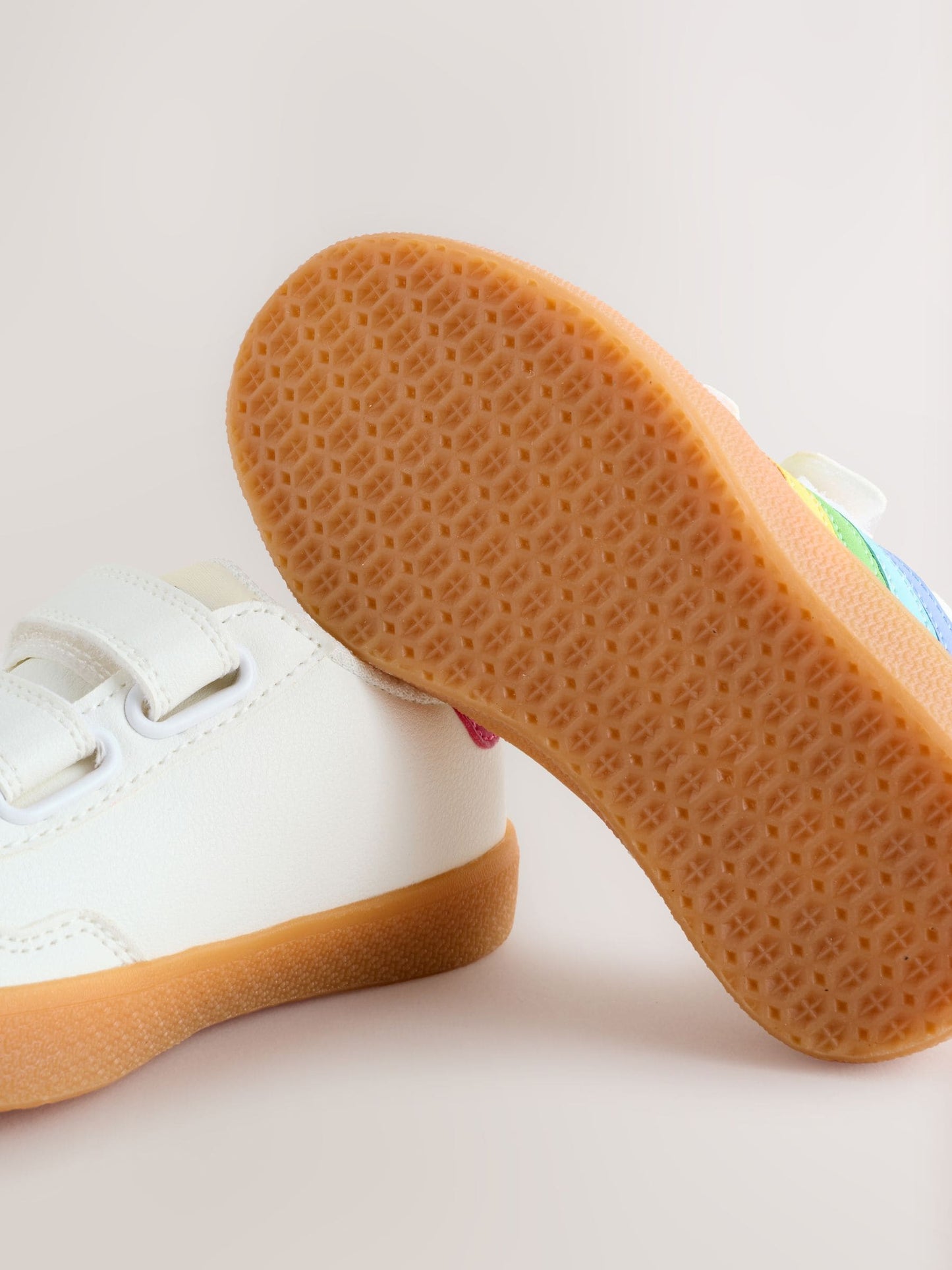 Little Bird by Jools Oliver White Younger Gum Sole Trainers with Rainbow Stripe image 5