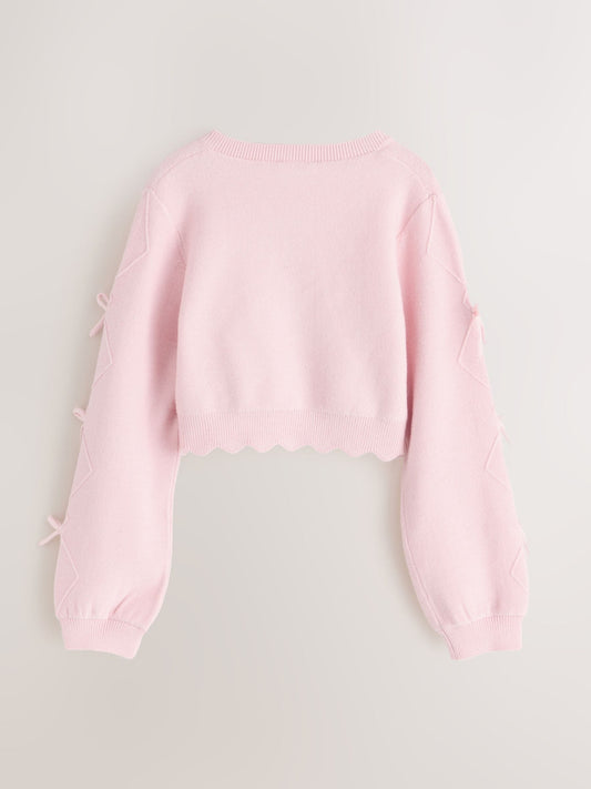 Dsiney Kidz - Baker by Ted Baker Bow Sleeve Scallop Edge Cardigan image 2
