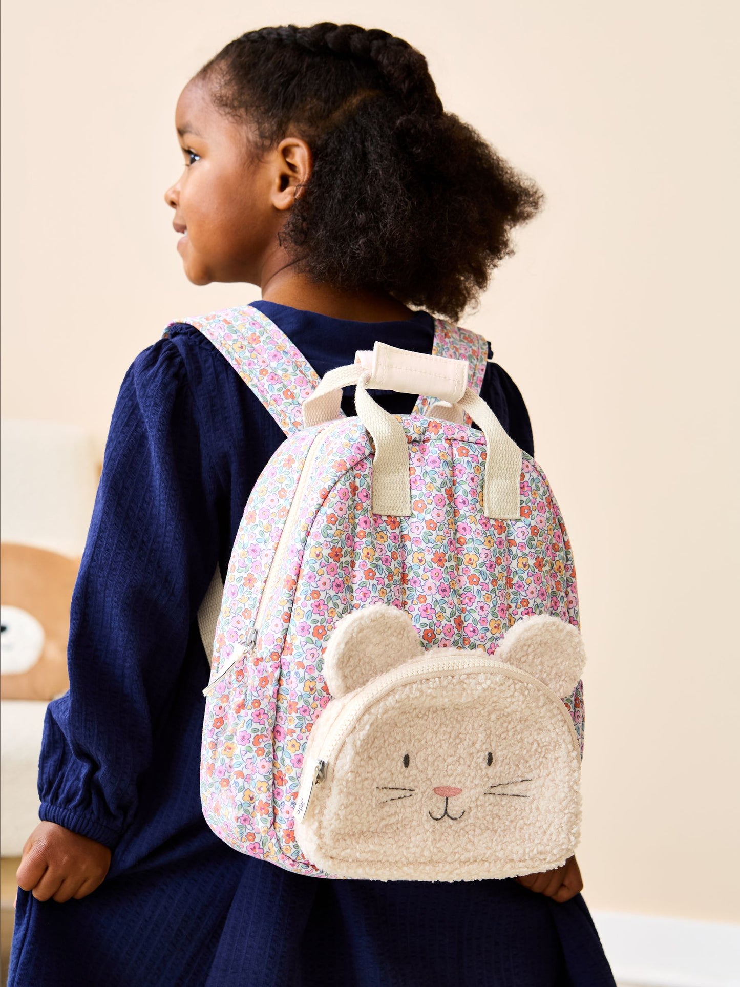 JoJo Maman Bébé Floral Mouse Character Backpack image 1